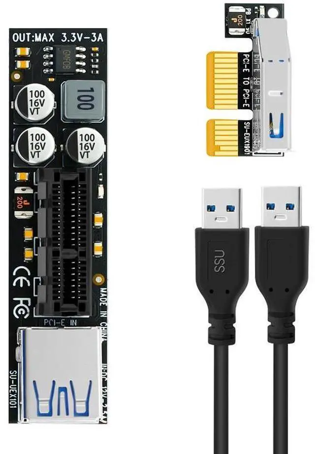 Main image of PCI-E 3.0 x1 Extension Cable Riser Card Extender, 8Gbps High Speed PCIe 1X Adapter Cable for Desktop PC GPU Network Card Sound Card Multiple Length Options - 0.3m