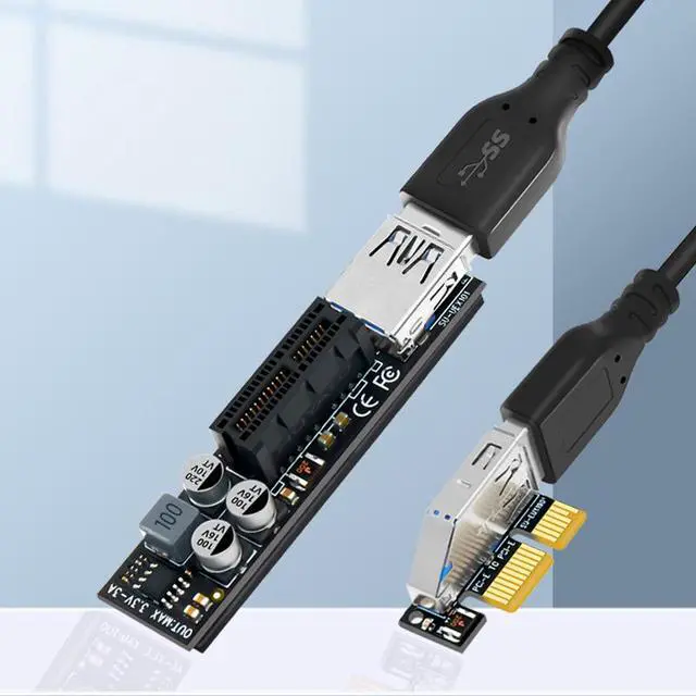 Alt view image 4 of 4 - PCI-E 3.0 x1 Extension Cable Riser Card Extender, 8Gbps High Speed PCIe 1X Adapter Cable for Desktop PC GPU Network Card Sound Card Multiple Length Options - 0.3m
