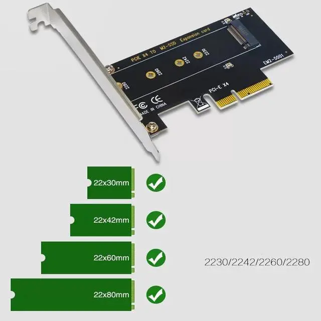 Alt view image 7 of 7 - NVMe M.2 to PCIe 3.0 x4 Adapter Card M Key SSD Converter, PCI Express Expansion Card for M.2 NVMe SSD Desktop PC Workstation Server Does Not Support SATA NGFF