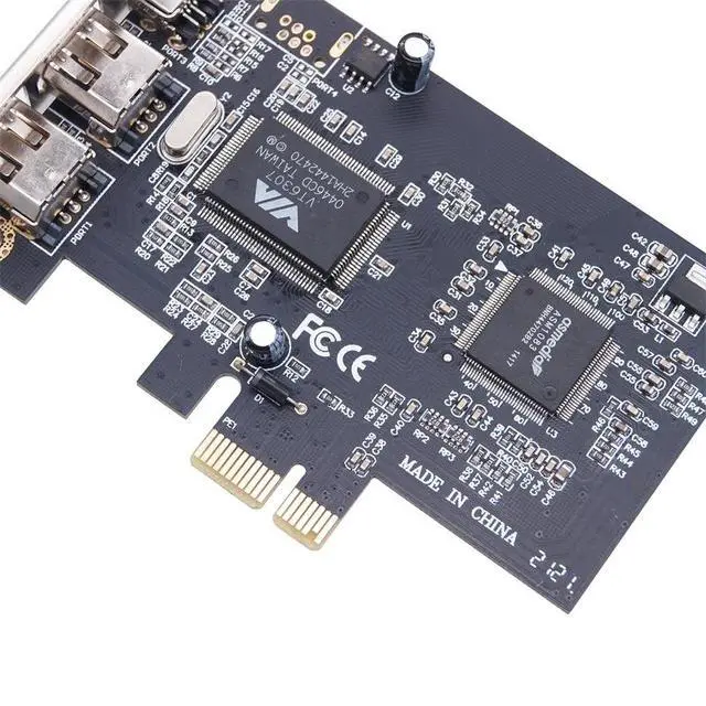 Alt view image 3 of 6 - PCI-E 1394 FireWire Video Capture Card 3-Port DV Camera Adapter, PCIe 1X Interface, IEEE 1394a, Plug & Play (No Driver Required)