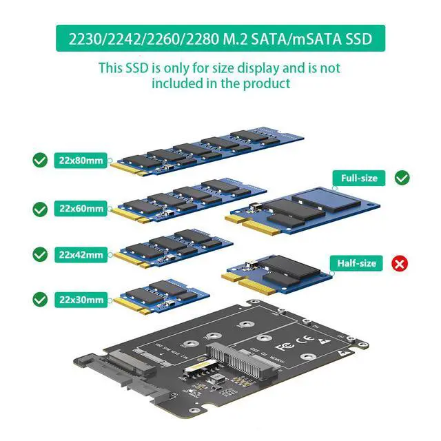 Alt view image 5 of 7 - M.2 SSD to SATA3 External Adapter Enclosure 2-in-1 Converter for NGFF & mSATA Drives, SATA III Portable Hard Drive Case, Dual-Use Design