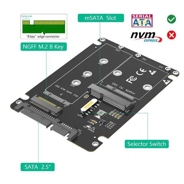 Alt view image 6 of 7 - M.2 SSD to SATA3 External Adapter Enclosure 2-in-1 Converter for NGFF & mSATA Drives, SATA III Portable Hard Drive Case, Dual-Use Design