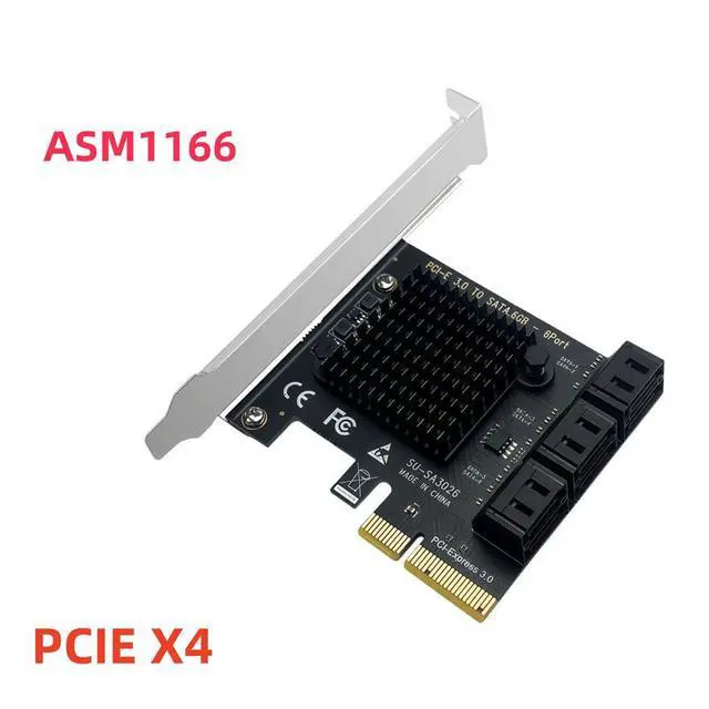 Alt view image 3 of 7 - 6-Port PCIe to SATA 3.0 Expansion Card ASMedia ASM1166 Chipset, 6Gbps Transfer Speed, PCI-Express 3.0 Gen3 x4, SATA III Adapter for HDD/SSD Storage