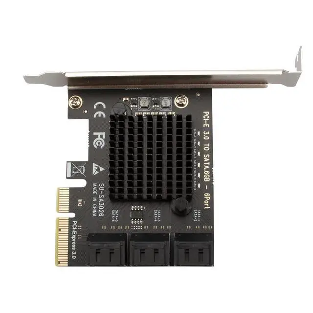Alt view image 2 of 7 - 6-Port PCIe to SATA 3.0 Expansion Card ASMedia ASM1166 Chipset, 6Gbps Transfer Speed, PCI-Express 3.0 Gen3 x4, SATA III Adapter for HDD/SSD Storage