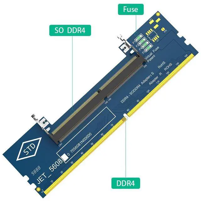 Alt view image 2 of 7 - DDR4 SO-DIMM to Desktop DIMM Adapter Card Laptop Memory to PC Motherboard Converter, Notebook RAM Test Board, External Adapter, STD Design