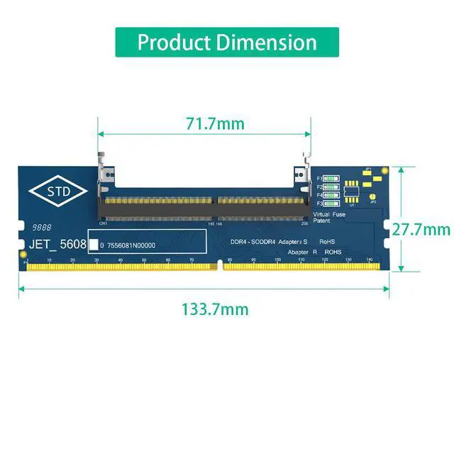 Alt view image 5 of 7 - DDR4 SO-DIMM to Desktop DIMM Adapter Card Laptop Memory to PC Motherboard Converter, Notebook RAM Test Board, External Adapter, STD Design
