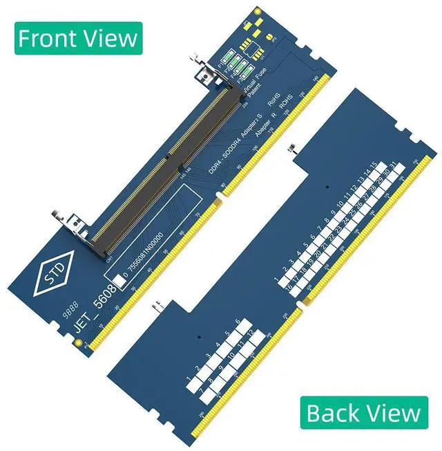 Main image of DDR4 SO-DIMM to Desktop DIMM Adapter Card Laptop Memory to PC Motherboard Converter, Notebook RAM Test Board, External Adapter, STD Design