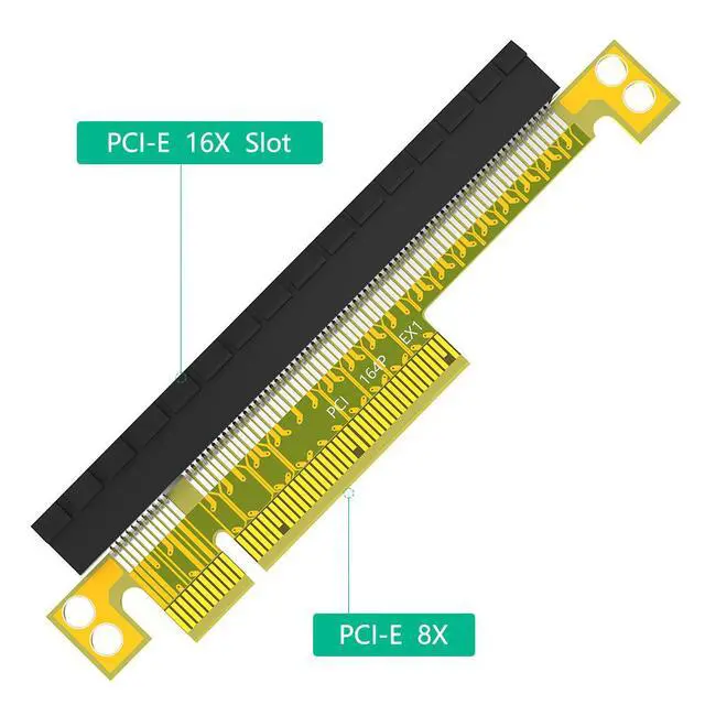 Alt view image 2 of 4 - PCIe 8X to 16X Riser Card PCI-E 4X / 16X Slot Adapter, Graphics Card Extender, Protective Converter Card for GPU, Direct Plug-in Slot Extension Board