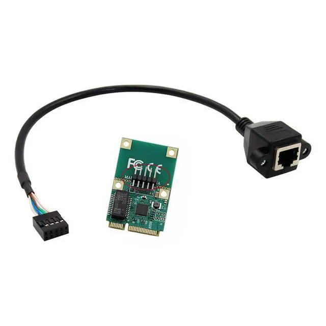 Alt view image 3 of 4 - Mini PCIe Gigabit Network Card 1000M RJ45 Wired LAN Adapter for Desktop / Mini Computers, Full-Height / Half-Height Form Factor, 10/100/1000Mbps - Curved needle style