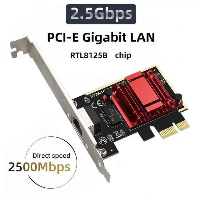 Main image of 2.5G Ethernet Network Card PCIe to Gigabit LAN Adapter, 2500Mbps Wired NIC for Gaming / Diskless Boot, Supports PXE, Realtek RTL8125 Chipset