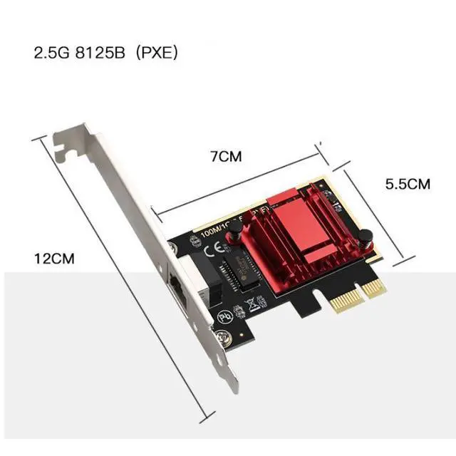 Alt view image 5 of 5 - 2.5G Ethernet Network Card PCIe to Gigabit LAN Adapter, 2500Mbps Wired NIC for Gaming / Diskless Boot, Supports PXE, Realtek RTL8125 Chipset