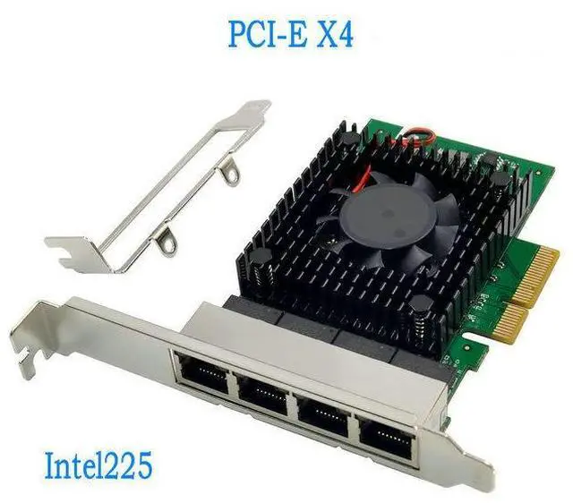 Main image of Intel I225 Chip PCIe x4 2.5G 4-Port Server Network Card 2500Mbps Quad RJ45 Gigabit Ethernet Adapter, 4 x 2.5G LAN Ports, Industrial Camera / Server / Desktop