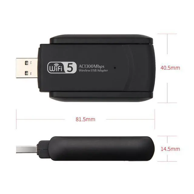 Alt view image 4 of 7 - 1300Mbps Dual-Band USB WiFi Adapter 5.8G / 2.4G AC1300 Wireless Network Card, Driver-Free for Windows 10/11, USB WiFi Receiver for Desktop / Laptop - RTL8812BU