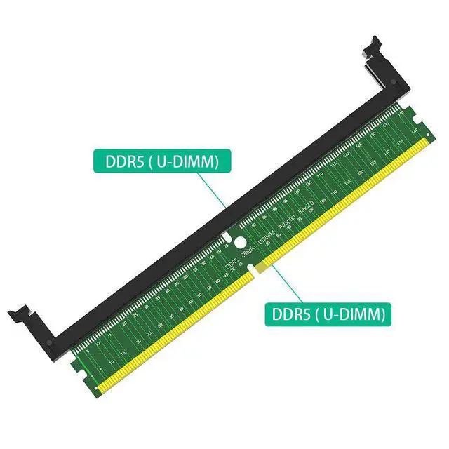 Alt view image 2 of 7 - DDR5 Memory Test Adapter Card Desktop DDR5 288-Pin UDIMM Protection Card, 5th Gen Memory Tester with Ejector Latches, Memory Module Protection Adapter - DDR5 "Short Ear"