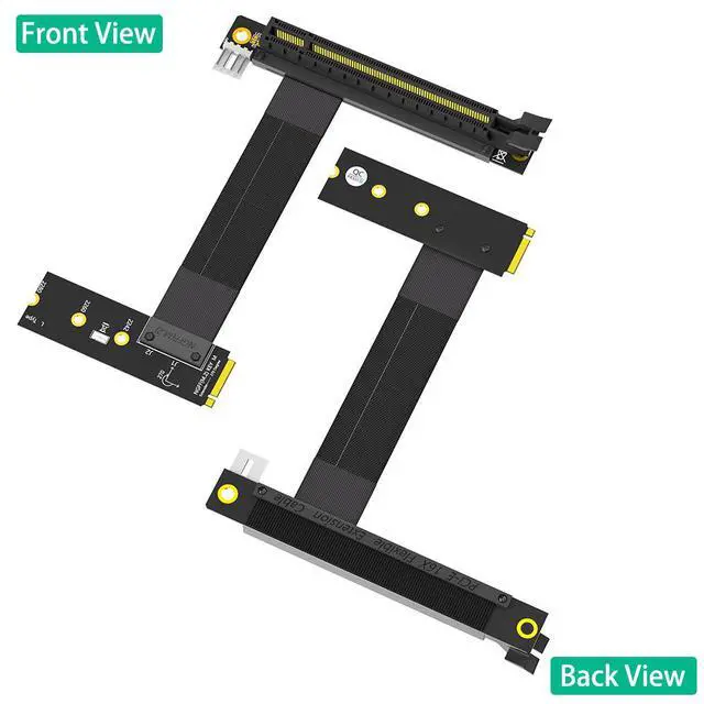 Alt view image 2 of 7 - PCIe 16X 90-Degree to M.2 NGFF Key M Adapter PCI-E x16 to M.2 PCIe Extension Cable for Graphics Card / SSD, 90° Angled Riser for Desktop PC - Left direction