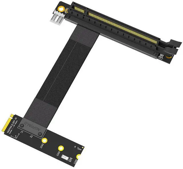 Main image of PCIe 16X 90-Degree to M.2 NGFF Key M Adapter PCI-E x16 to M.2 PCIe Extension Cable for Graphics Card / SSD, 90° Angled Riser for Desktop PC - Right direction