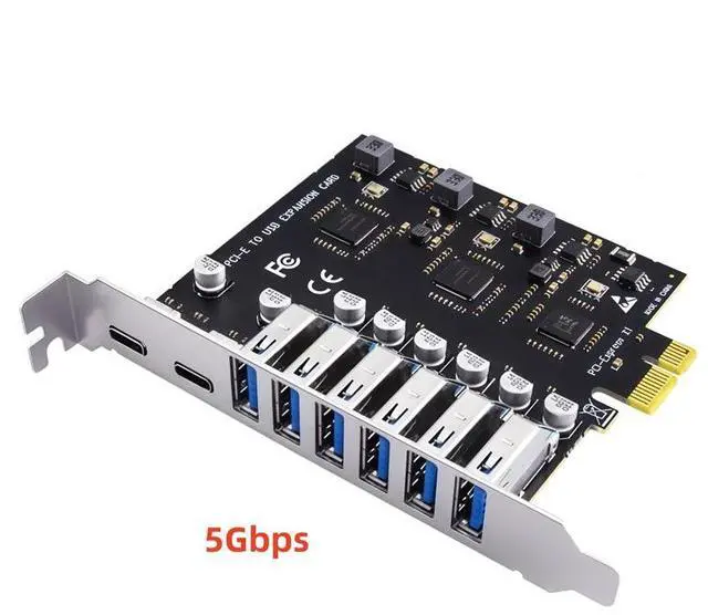Main image of 8-Port USB 3.2 PCIe Expansion Card PCI-E to USB 3.2 Adapter with Type-C & 19-Pin Header, NEC Chipset, Desktop Internal Hub for Front Panel / Back Panel