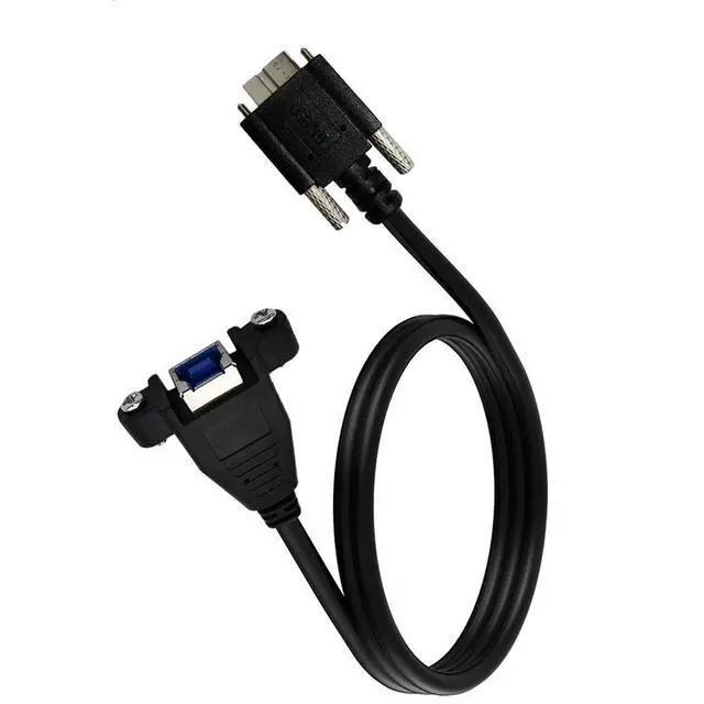 Alt view image 3 of 5 - USB 3.0 Type B Female to Micro B Male Panel Mount Cable with Screw Lock, 5Gbps Data Extension Adapter Cable for Printer Scanner External Hard Drive 0.3M Length SuperSpeed Data Transfer Cord