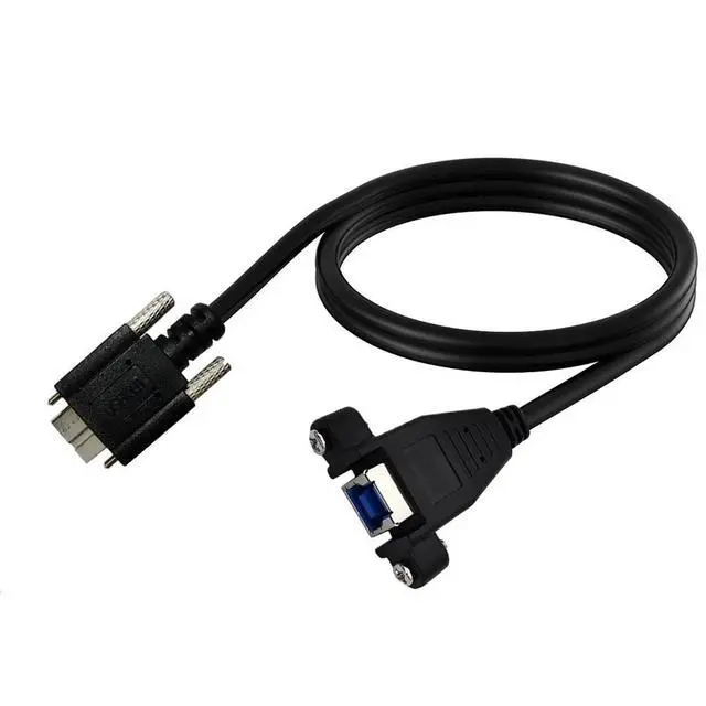 Alt view image 5 of 5 - USB 3.0 Type B Female to Micro B Male Panel Mount Cable with Screw Lock, 5Gbps Data Extension Adapter Cable for Printer Scanner External Hard Drive 0.3M Length SuperSpeed Data Transfer Cord