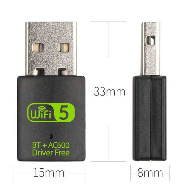 Alt view image 3 of 7 - 600Mbps Dual-Band USB Bluetooth WiFi Adapter 2-in-1 Wireless Network Card with Bluetooth, Driver-Free for Desktop / Laptop PC, 2.4G / 5G WiFi + BT Combo