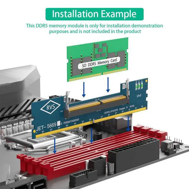 Alt view image 4 of 6 - DDR5 Laptop Memory Slot to DDR5 Desktop Adapter Card SO-DDR5 to DDR5 Adapter (RVS)