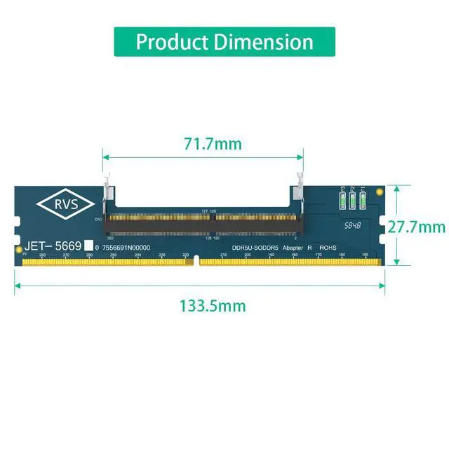 Alt view image 3 of 6 - DDR5 Laptop Memory Slot to DDR5 Desktop Adapter Card SO-DDR5 to DDR5 Adapter (RVS)