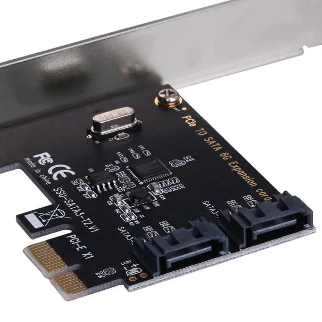Alt view image 2 of 7 - PCIe to 2-Port SATA 3.0 Expansion Card PCI-E to SATA III Adapter for SSD / HDD, Desktop SATA Controller Card for Storage Upgrade