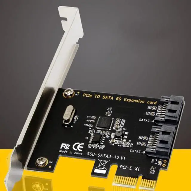 Alt view image 7 of 7 - PCIe to 2-Port SATA 3.0 Expansion Card PCI-E to SATA III Adapter for SSD / HDD, Desktop SATA Controller Card for Storage Upgrade