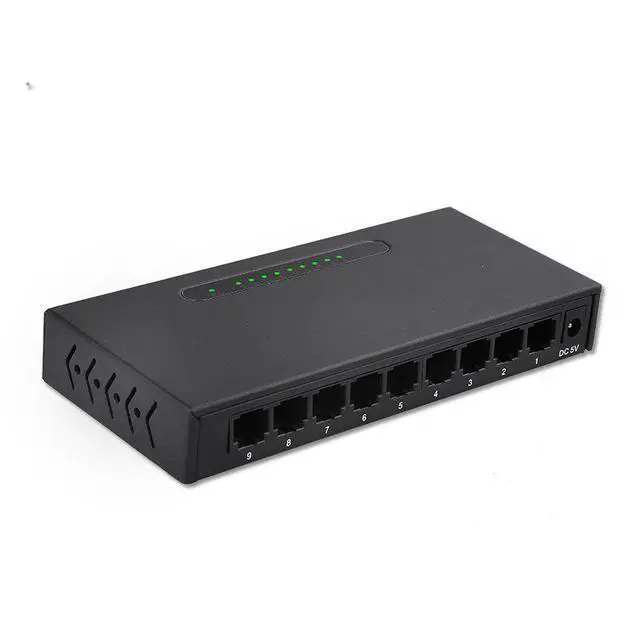 Alt view image 2 of 3 - 9-Port Fast Ethernet Switch RJ45 Network Hub, 100Mbps High-Speed Distribution Splitter for Surveillance/Home/Office, Metal Housing, Black
