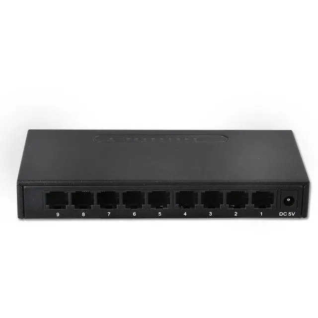 Alt view image 3 of 3 - 9-Port Fast Ethernet Switch RJ45 Network Hub, 100Mbps High-Speed Distribution Splitter for Surveillance/Home/Office, Metal Housing, Black