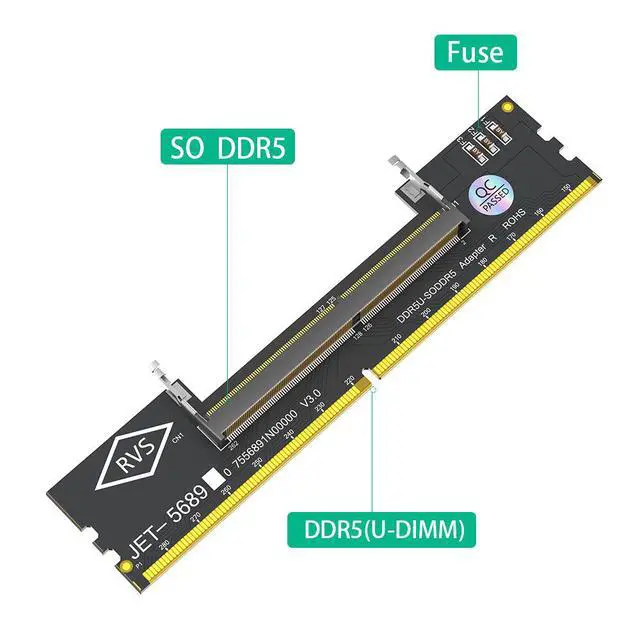 Alt view image 3 of 7 - Upgraded DDR5 SO-DIMM to Desktop DIMM Adapter Laptop DDR5 RAM to PC Motherboard Test Card, Notebook Memory to Desktop Converter for Testing