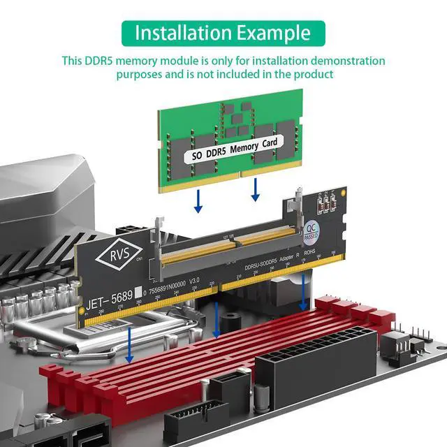 Alt view image 6 of 7 - Upgraded DDR5 SO-DIMM to Desktop DIMM Adapter Laptop DDR5 RAM to PC Motherboard Test Card, Notebook Memory to Desktop Converter for Testing