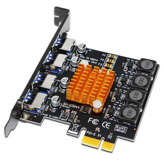 Alt view image 3 of 6 - PCI-E to 4 x USB 3.0 Card High-Speed Desktop Expansion Adapter, NEC Chipset, 4 Rear USB 3.0 Ports, Bus-Powered (No Extra Power)