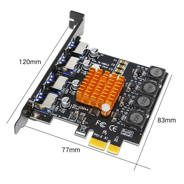 Alt view image 5 of 6 - PCI-E to 4 x USB 3.0 Card High-Speed Desktop Expansion Adapter, NEC Chipset, 4 Rear USB 3.0 Ports, Bus-Powered (No Extra Power)