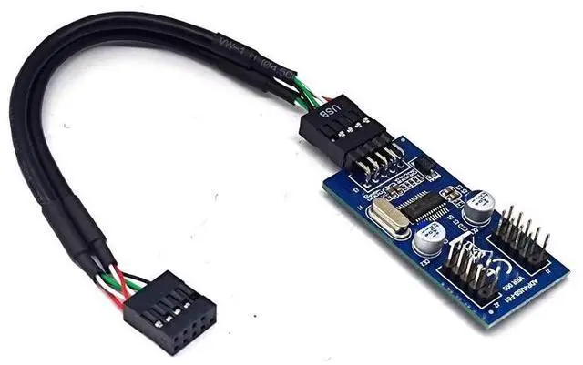 Main image of USB 2.0 9-Pin 1-to-2 Header Splitter Motherboard USB Internal Adapter, 1 x 9-Pin Female to Dual 9-Pin Female, DuPont USB Expansion Cable