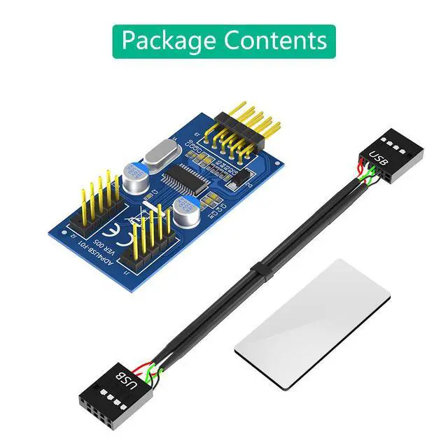 Alt view image 2 of 6 - USB 2.0 9-Pin 1-to-2 Header Splitter Motherboard USB Internal Adapter, 1 x 9-Pin Female to Dual 9-Pin Female, DuPont USB Expansion Cable