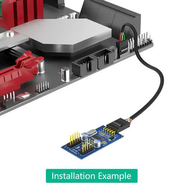Alt view image 6 of 6 - USB 2.0 9-Pin 1-to-2 Header Splitter Motherboard USB Internal Adapter, 1 x 9-Pin Female to Dual 9-Pin Female, DuPont USB Expansion Cable
