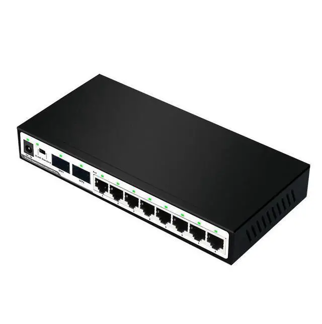Alt view image 2 of 4 - 10-Port Gigabit Switch with VLAN Isolation 8 x RJ45 + 2 x SFP Fiber Ports, 8+2 Port Network Splitter, Gigabit Ethernet Switch for Business / Surveillance