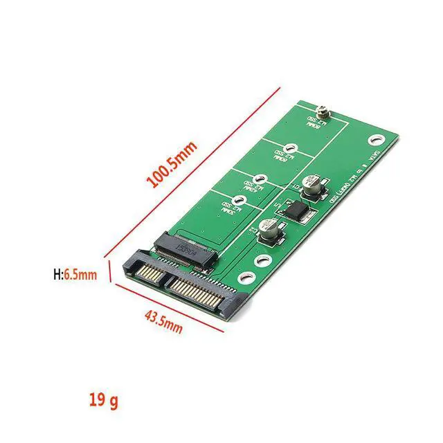 Alt view image 3 of 5 - M.2 NGFF to SATA 3.0 Adapter Card Stable & High-Speed NGFF SSD to 2.5" SATA III Converter, M.2 SATA to SATA Adapter for Desktop / Laptop / External Enclosure - green