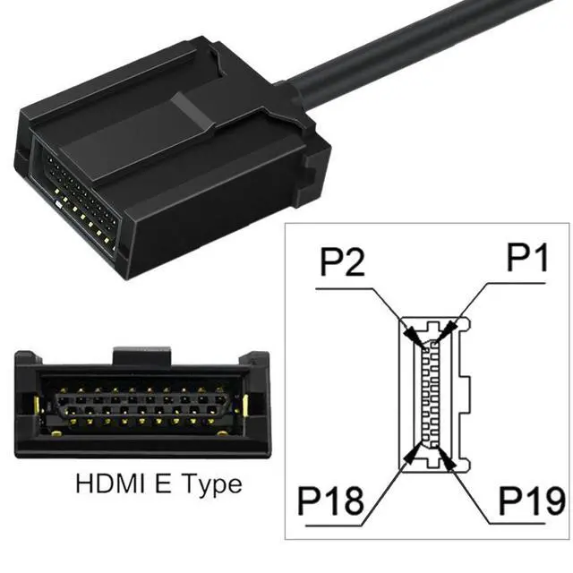 Alt view image 3 of 5 - HDMI Type-E to HDMI Cable Automotive High-Definition Audio/Video Dedicated Line, HDMI E-Type to HDMI Male Adapter Cable for Car Infotainment / Navigation Systems