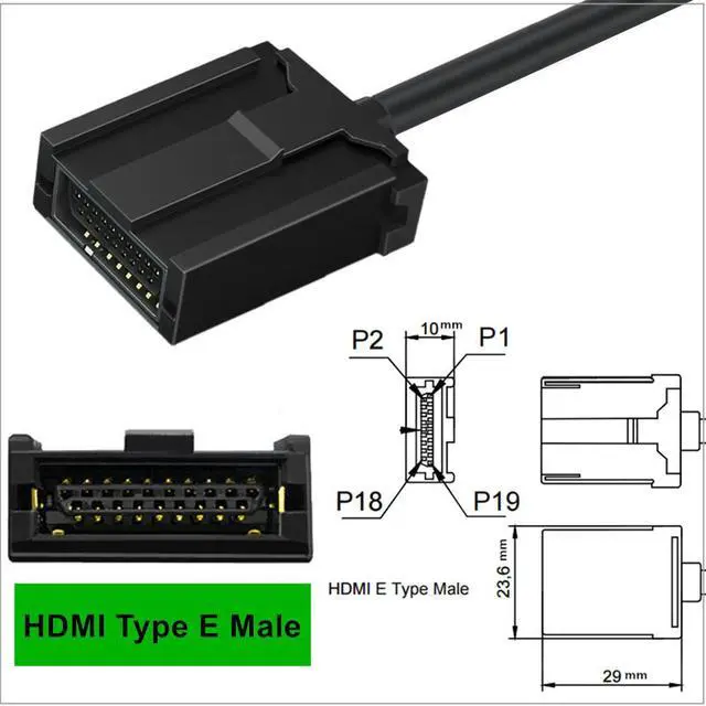 Alt view image 5 of 5 - HDMI Type-E to HDMI Cable Automotive High-Definition Audio/Video Dedicated Line, HDMI E-Type to HDMI Male Adapter Cable for Car Infotainment / Navigation Systems