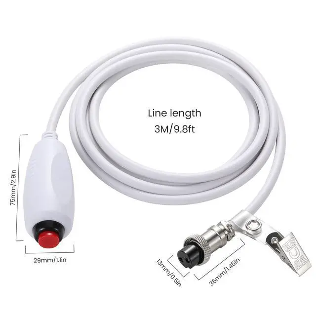 Alt view image 2 of 3 - Momentary Red Push-Button Nurse Call Cord Normally Open Self-Reset Switch, GX16 2-Pin Connector, Nurse Call Button Cable 3M Length for Healthcare / Hospitals