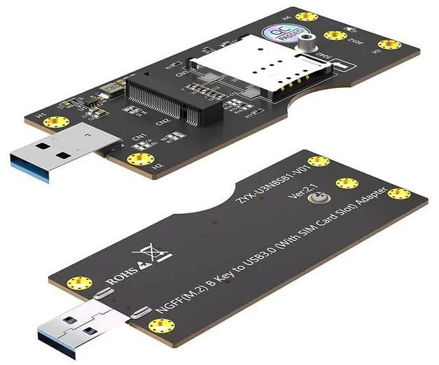 Main image of M.2 Key B Module to USB 3.0 Adapter with SIM Slot 3G/4G/5G Cellular Module to USB Converter with SIM Card Holder for IoT / Embedded Devices