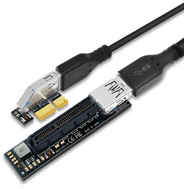 Main image of PCIe x1 to x4 Extension Cable PCIe 3.0 Slot Adapter Riser, x1 to x4 Converter for Network Card / Expansion Card - 0.3m