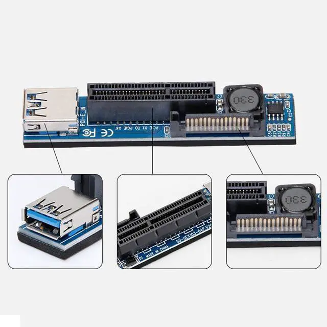 Alt view image 6 of 7 - PCIe x1 to x4 Extension Cable PCIe 3.0 Slot Adapter Riser, x1 to x4 Converter for Network Card / Expansion Card - 0.3m