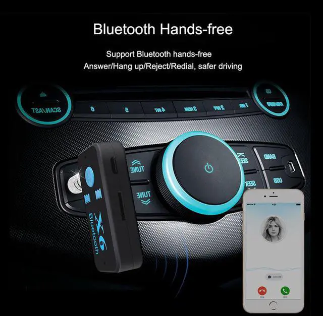 Alt view image 5 of 7 - X6 Car Bluetooth Audio Receiver Bluetooth Transmitter, 3.5mm AUX Wireless Adapter for Car / Home Stereo / Speaker / Headphone