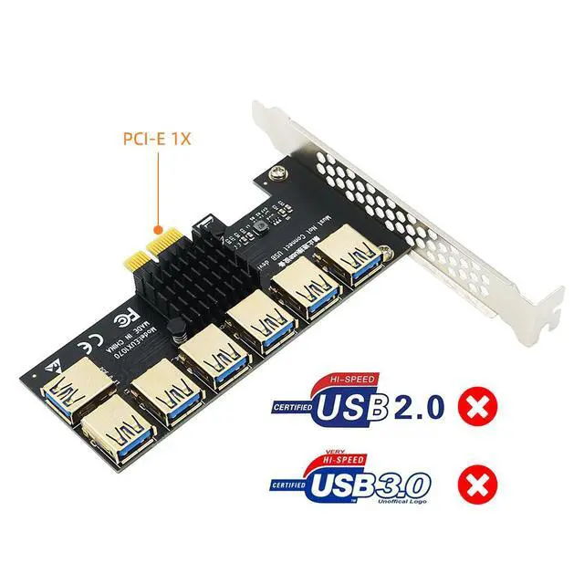 Alt view image 4 of 7 - PCIe 1-to-7 Expansion Card PCI-E to 7-Slot GPU Riser, One to Seven PCIe Ports, Graphics Card Expansion Adapter for Mining / Server / Workstation