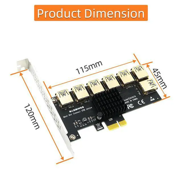 Alt view image 5 of 7 - PCIe 1-to-7 Expansion Card PCI-E to 7-Slot GPU Riser, One to Seven PCIe Ports, Graphics Card Expansion Adapter for Mining / Server / Workstation