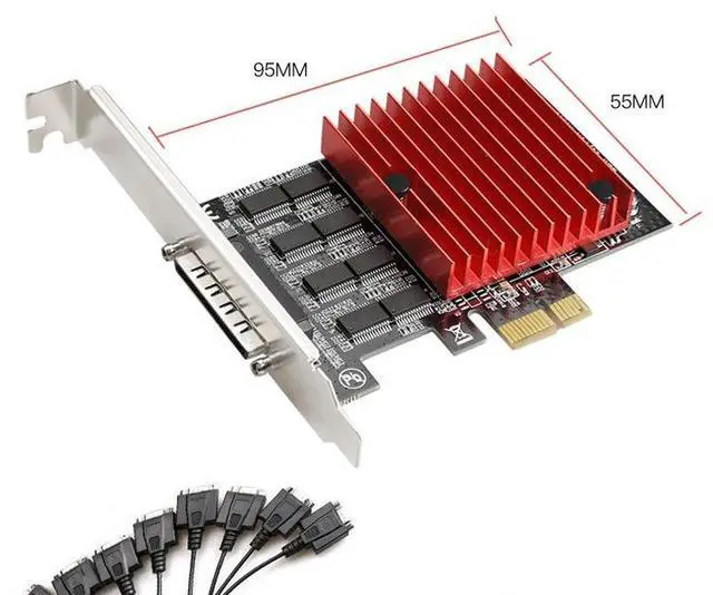 Alt view image 3 of 6 - PCIe x1 to 8-Port RS232 Serial Card PCI-E Expansion Adapter, 8 x DB9 COM Ports, WCH384 Chipset, Industrial-Grade for Desktop / Embedded / Server