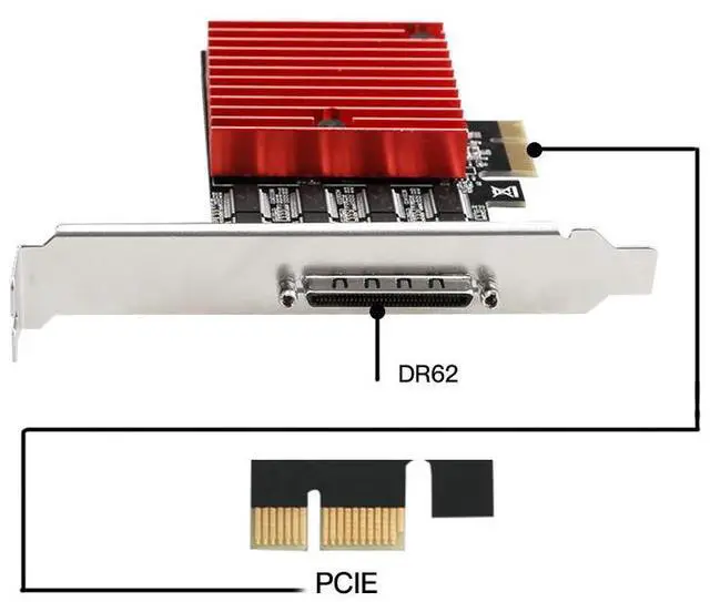 Alt view image 6 of 6 - PCIe x1 to 8-Port RS232 Serial Card PCI-E Expansion Adapter, 8 x DB9 COM Ports, WCH384 Chipset, Industrial-Grade for Desktop / Embedded / Server
